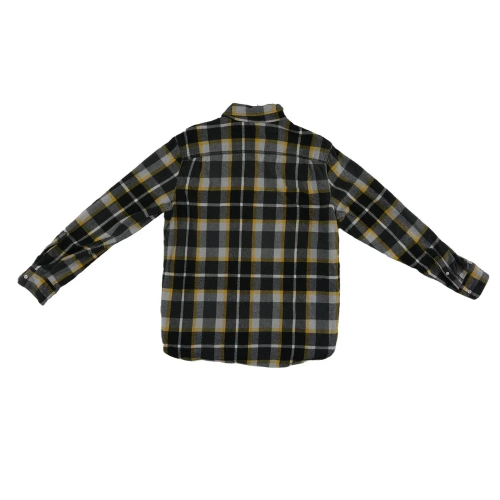 The North Face Flannel Shirt Men's Size Medium Black Yellow Plaid 100% Cotton